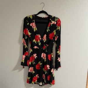 Topshop Red and Black Floral Dress